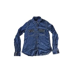 Seven7 Chambray Shirt Girls Denim Shirt Studded Pockets Long Sleeve Button Up XS